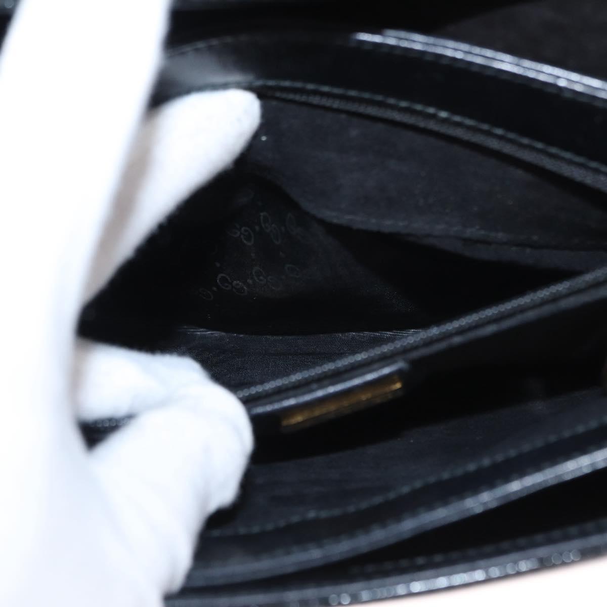 GUCCI Shoulder Bag Enamel Black Gold 004 33 0280 Auth ep11880