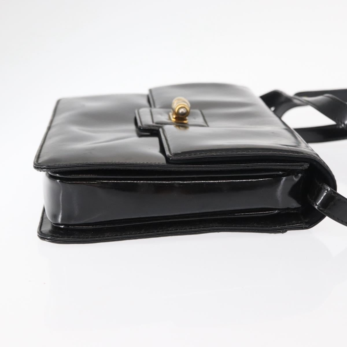 GUCCI Shoulder Bag Enamel Black Gold 004 33 0280 Auth ep11880