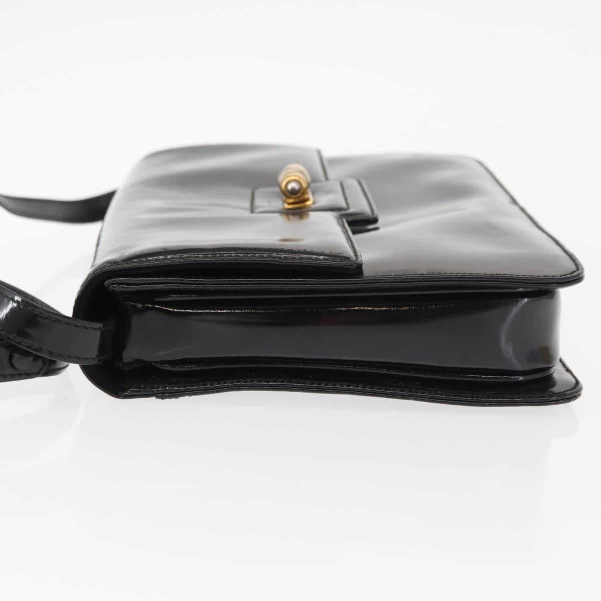 GUCCI Shoulder Bag Enamel Black Gold 004 33 0280 Auth ep11880