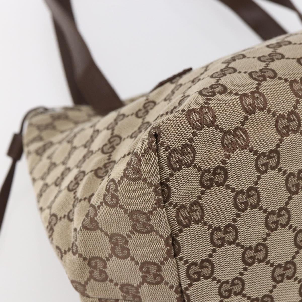 GUCCI GG Canvas Tote Bag Beige Silver 019 0493 Auth ep11885