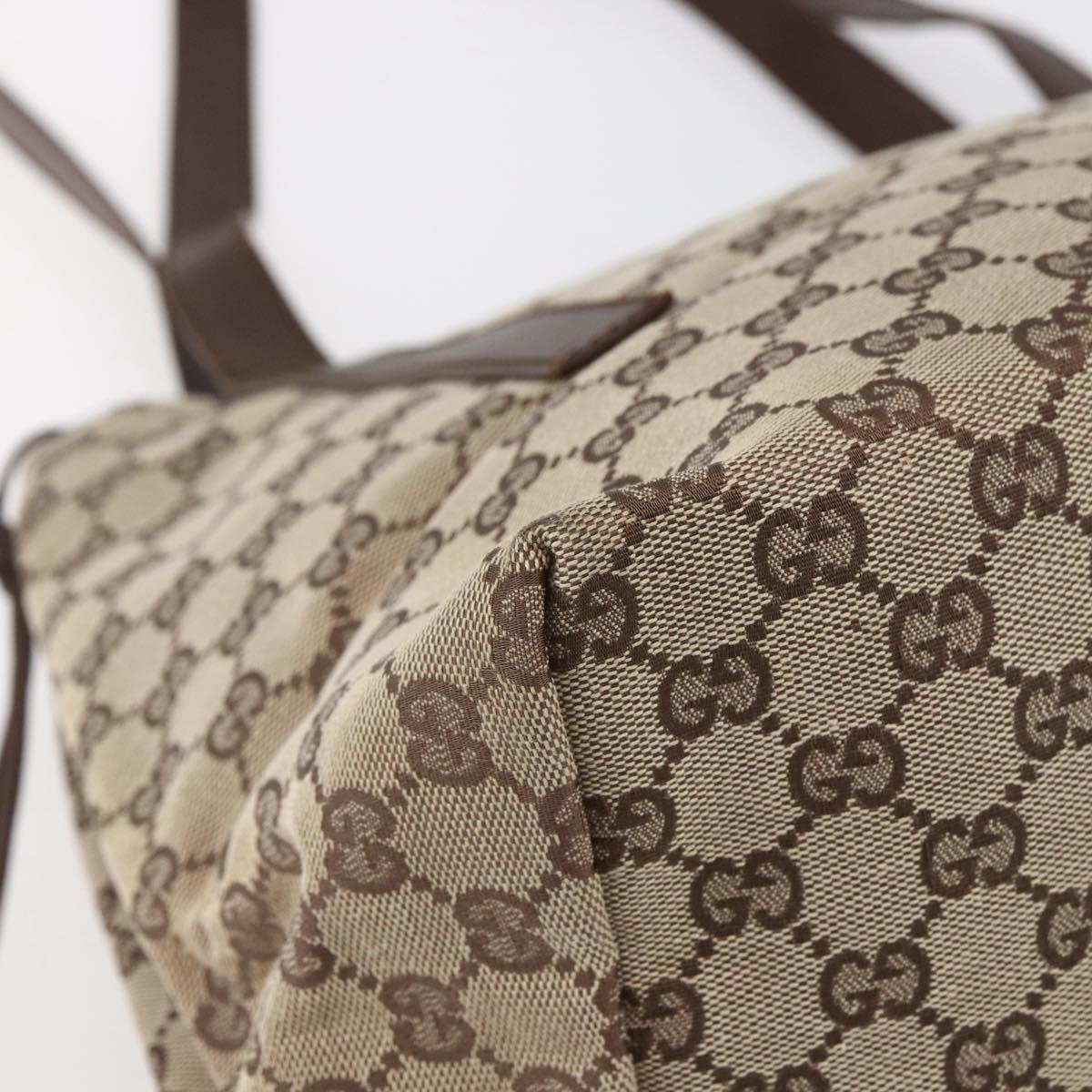 GUCCI GG Canvas Tote Bag Beige Silver 019 0493 Auth ep11885