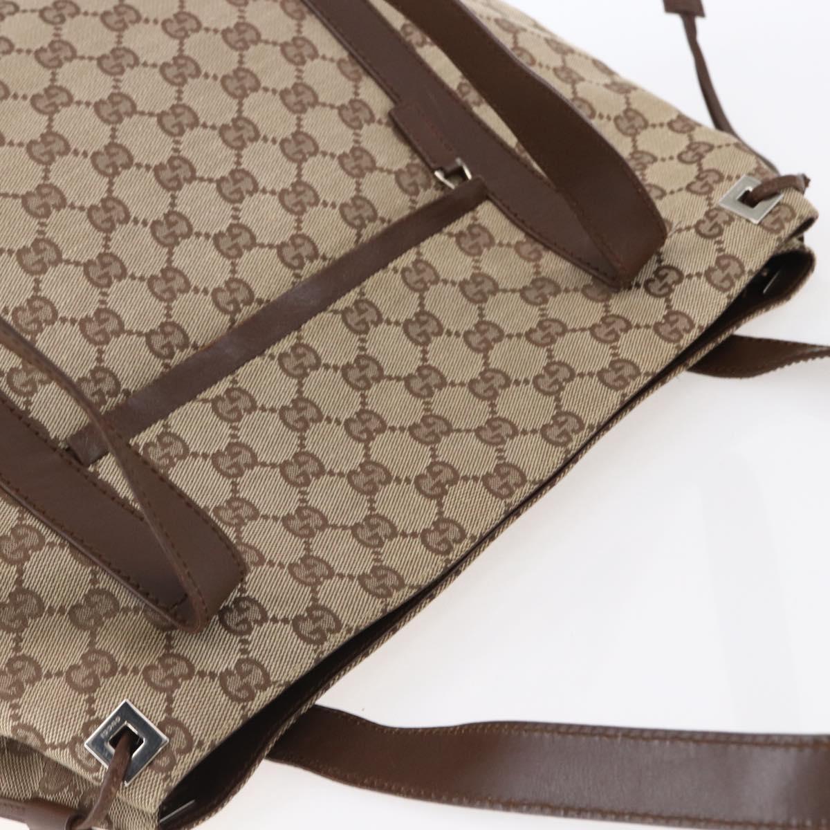 GUCCI GG Canvas Tote Bag Beige Silver 019 0493 Auth ep11885