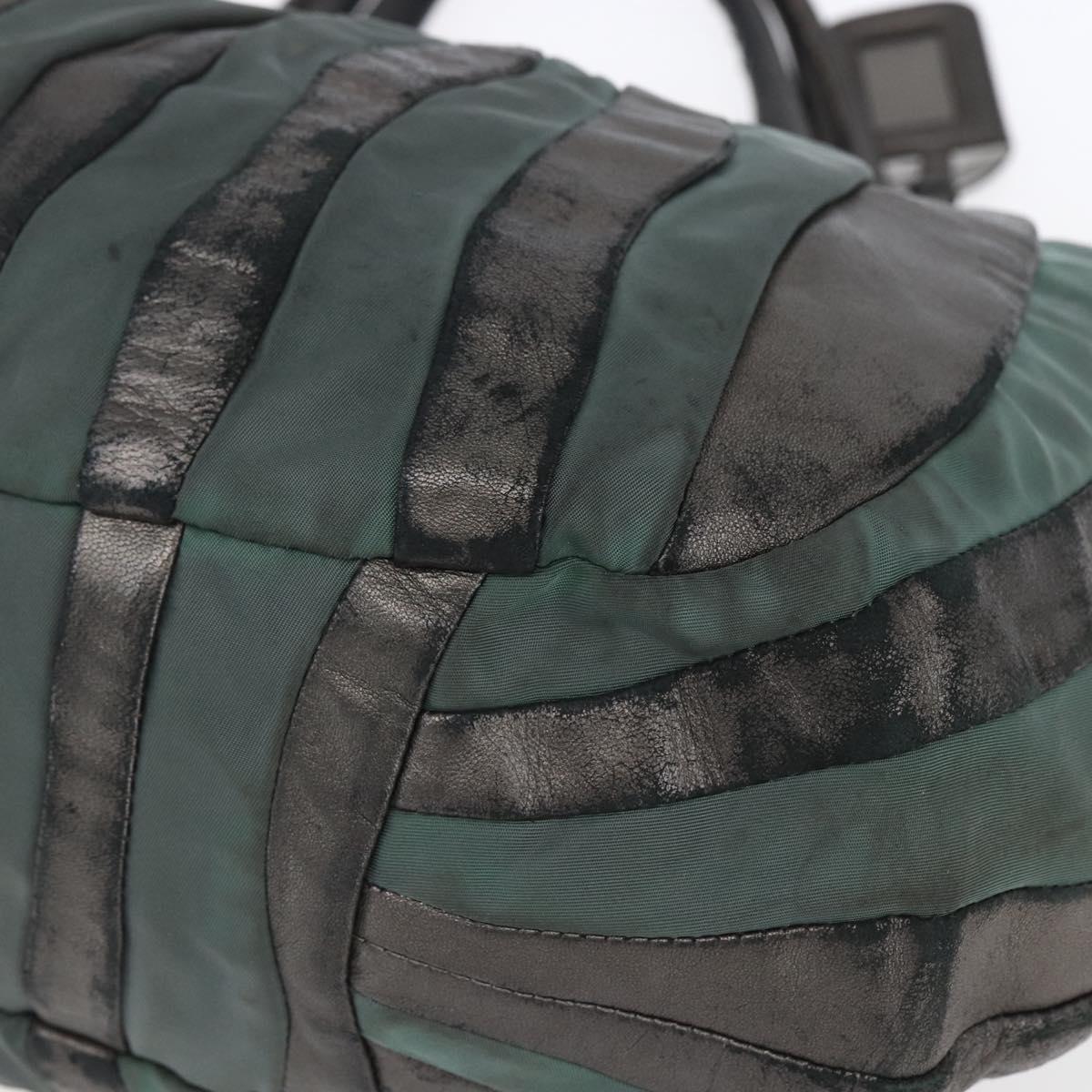 PRADA Hand Bag Leather Gray Silver Auth ep11888