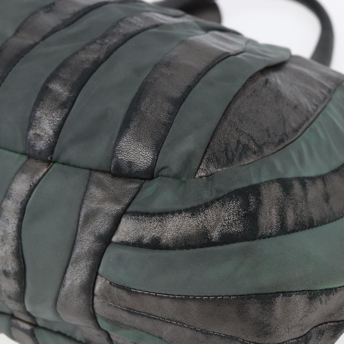 PRADA Hand Bag Leather Gray Silver Auth ep11888