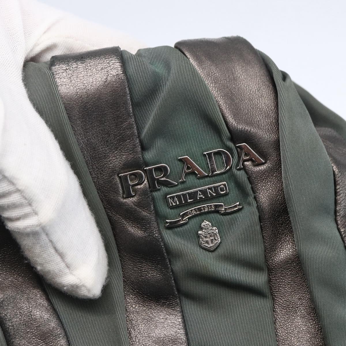 PRADA Hand Bag Leather Gray Silver Auth ep11888
