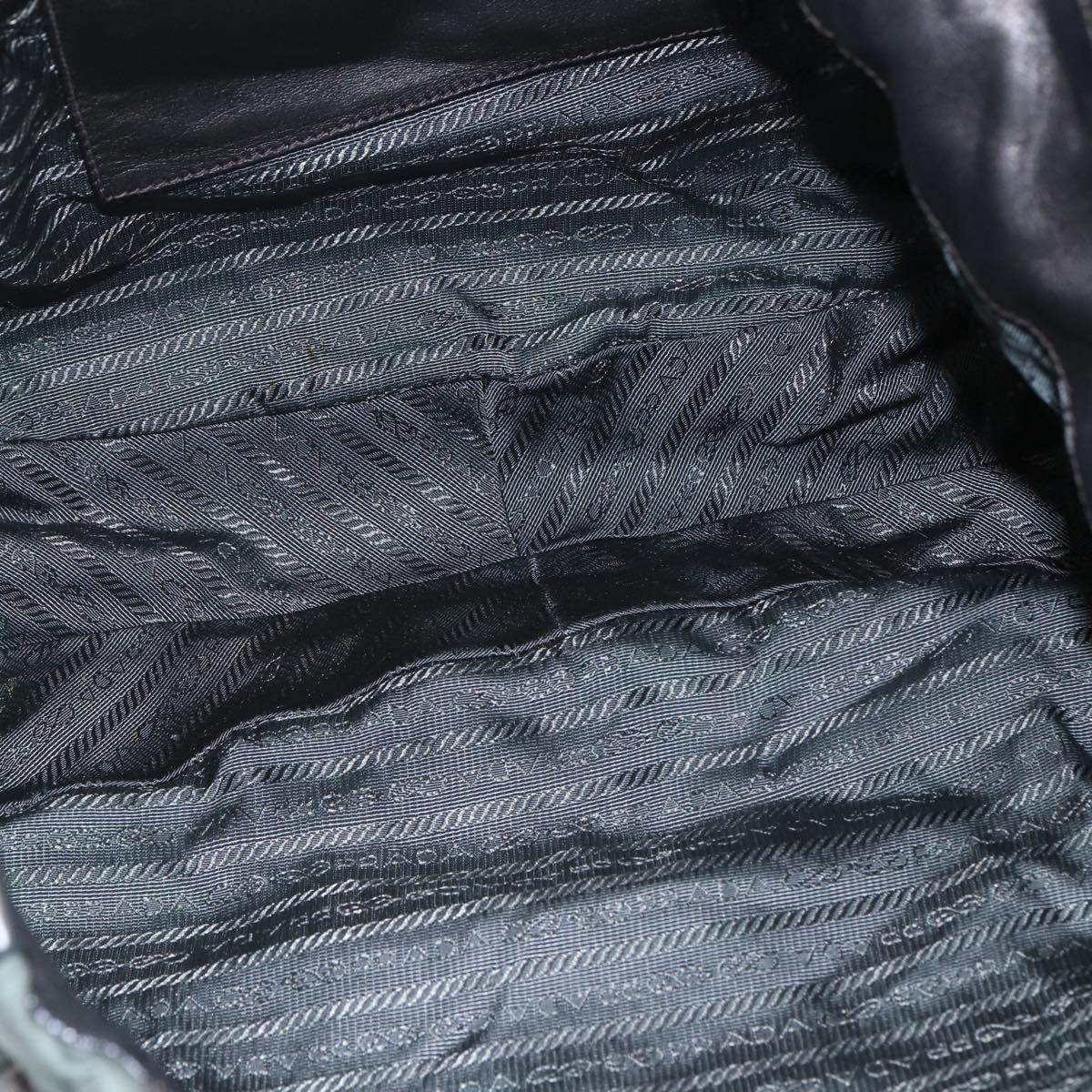 PRADA Hand Bag Leather Gray Silver Auth ep11888