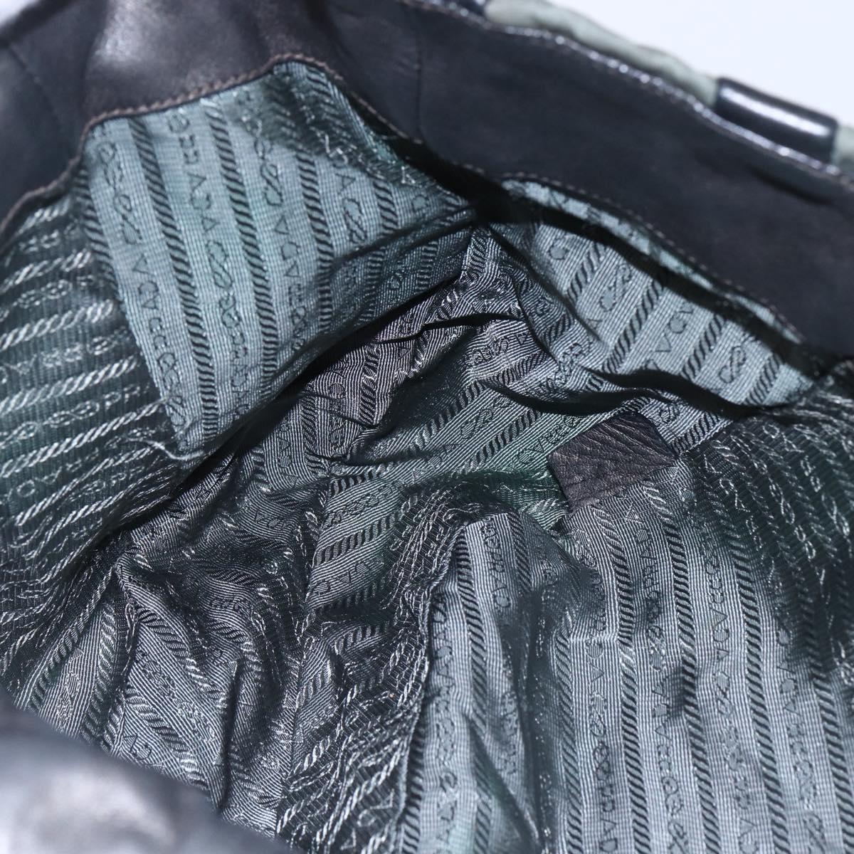 PRADA Hand Bag Leather Gray Silver Auth ep11888