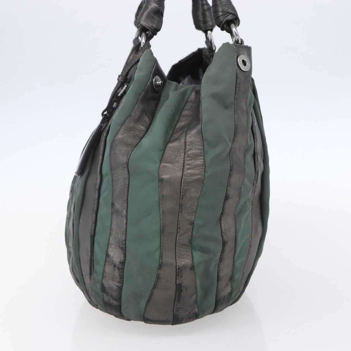PRADA Hand Bag Leather Gray Silver Auth ep11888