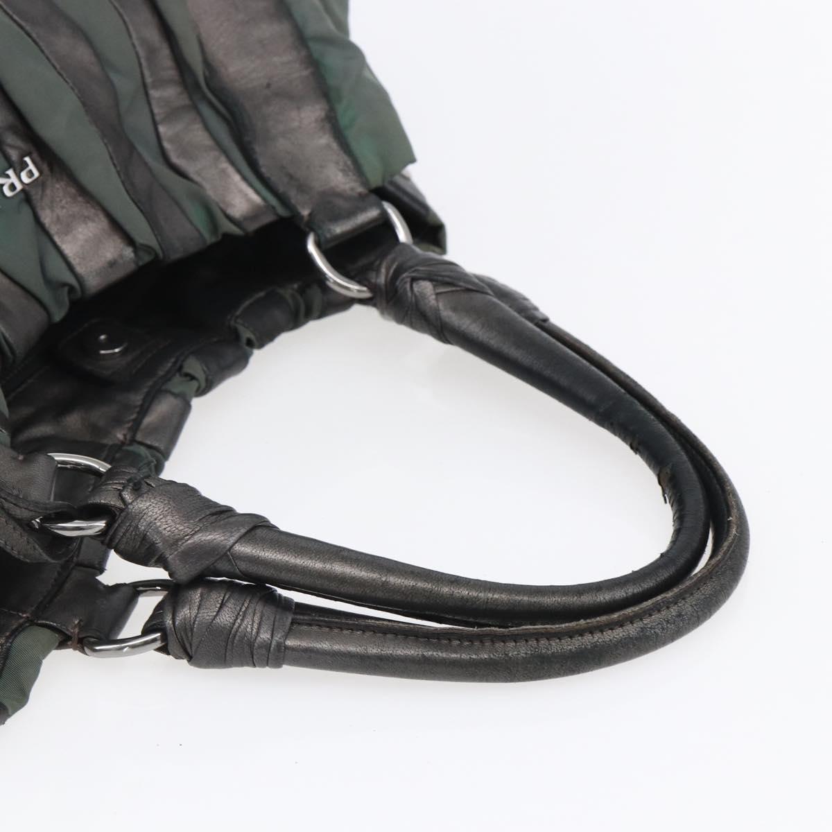 PRADA Hand Bag Leather Gray Silver Auth ep11888