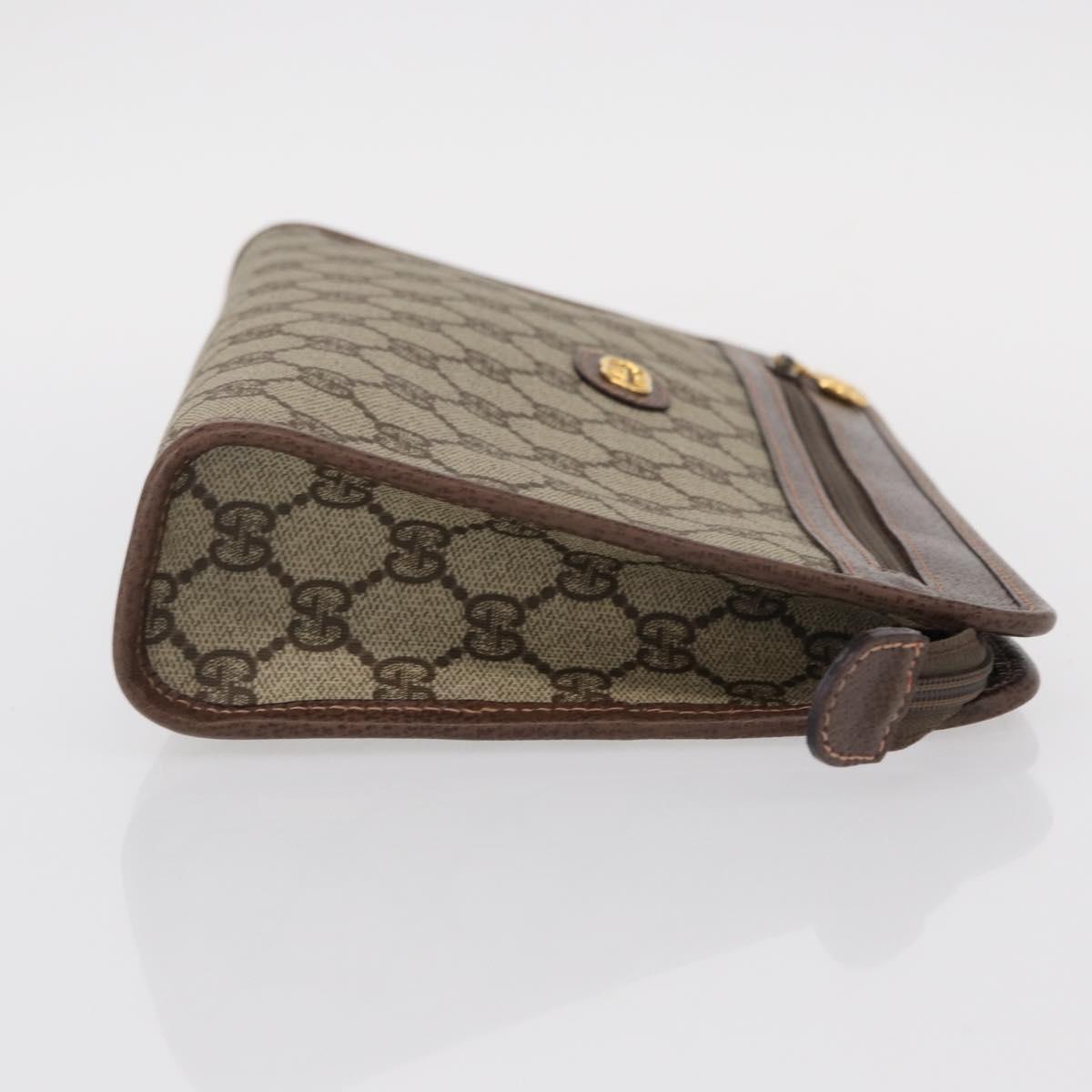 GUCCI GG Supreme Clutch Bag PVC Beige Gold 0141666063 Auth ep11893