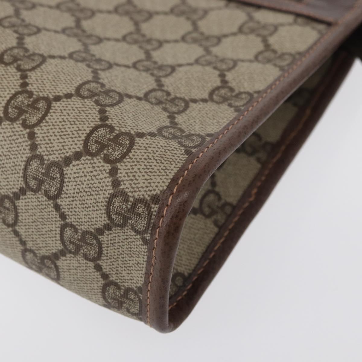 GUCCI GG Supreme Clutch Bag PVC Beige Gold 0141666063 Auth ep11893