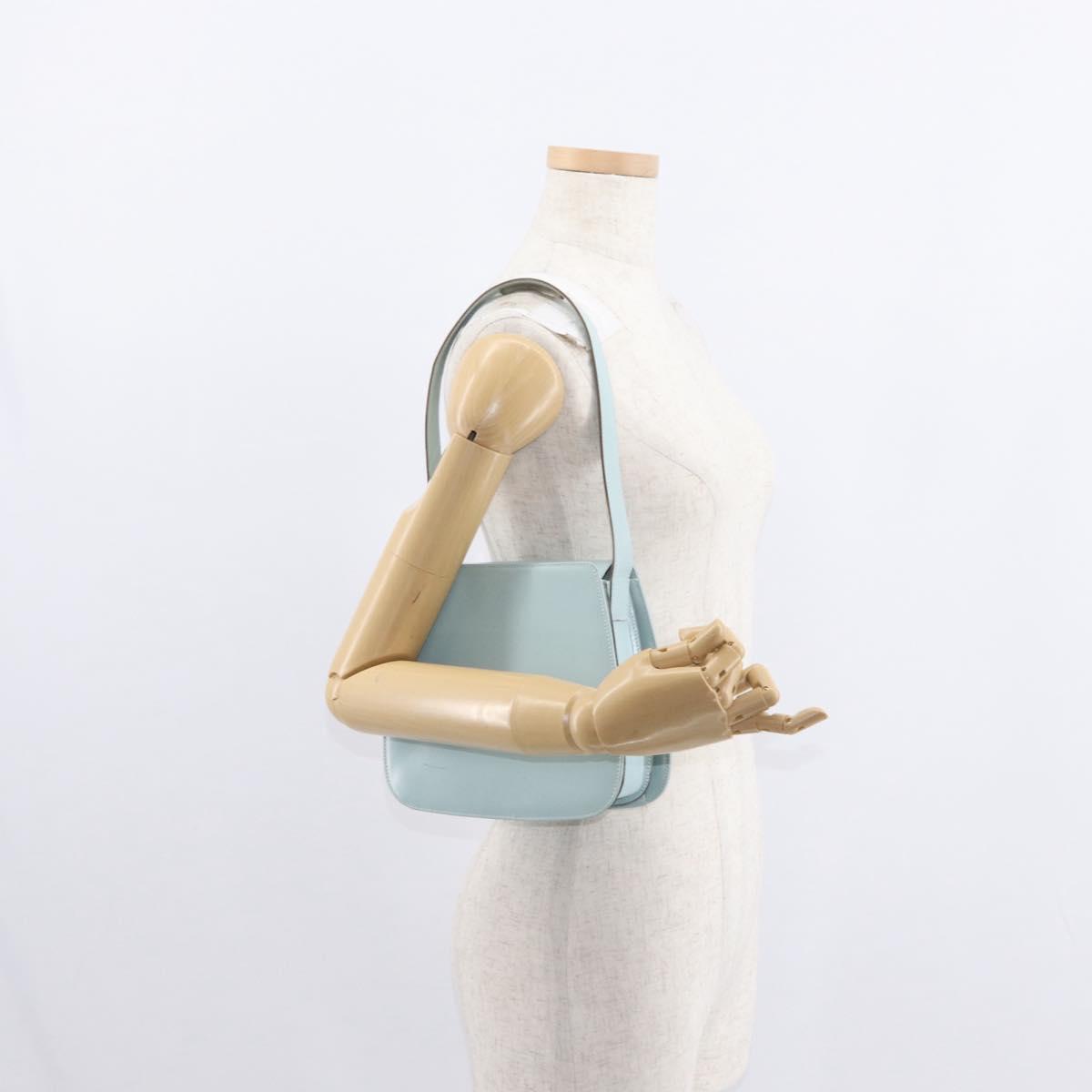 GUCCI Shoulder Bag Leather Light Blue Silver 007 406 0259 Auth ep11902