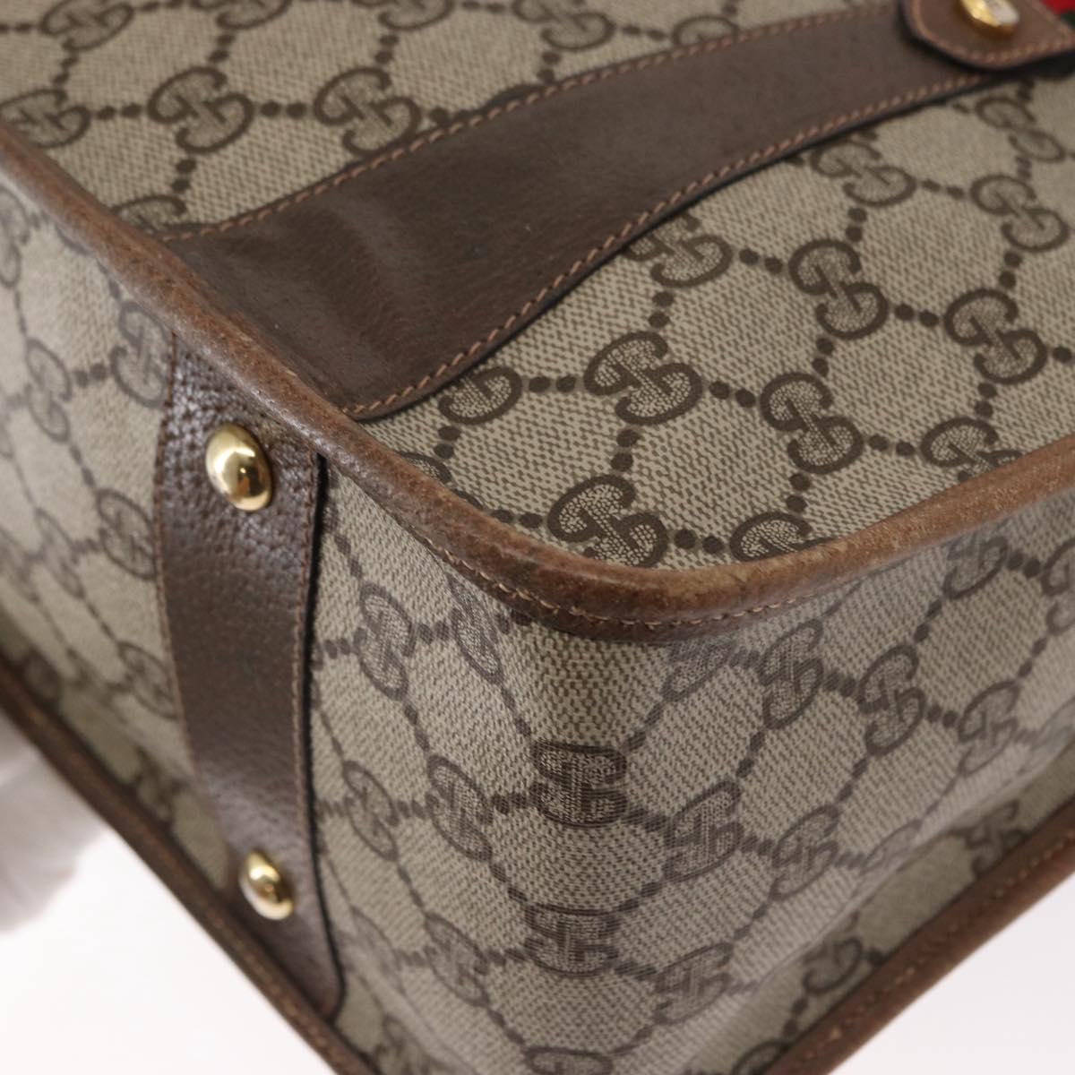 GUCCI GG Supreme Web Sherry Line Bag PVC 2way Beige Gold 41 02 039 Auth ep11903