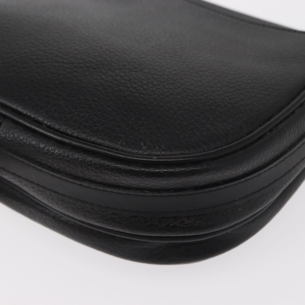 Burberrys Shoulder Bag Leather Black Gold Auth ep11908