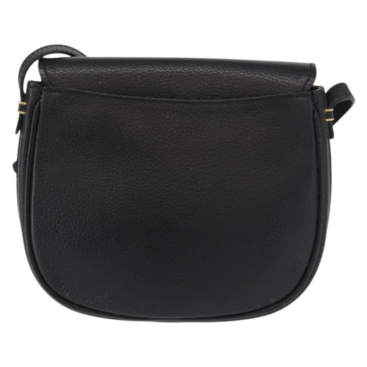 Burberrys Shoulder Bag Leather Black Gold Auth ep11908