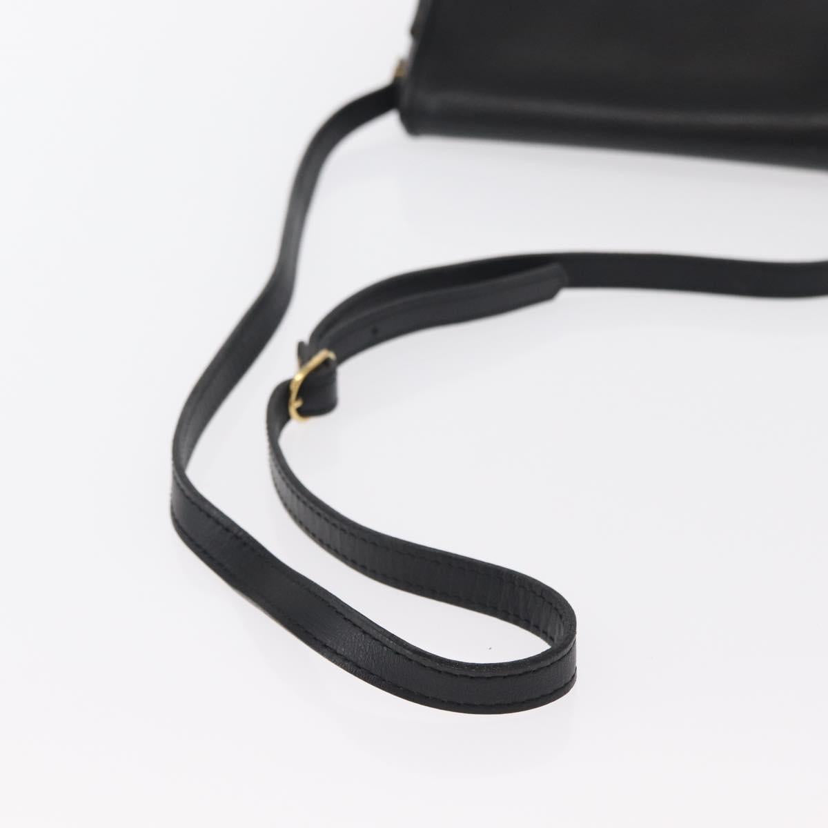 Burberrys Shoulder Bag Leather Black Gold Auth ep11908