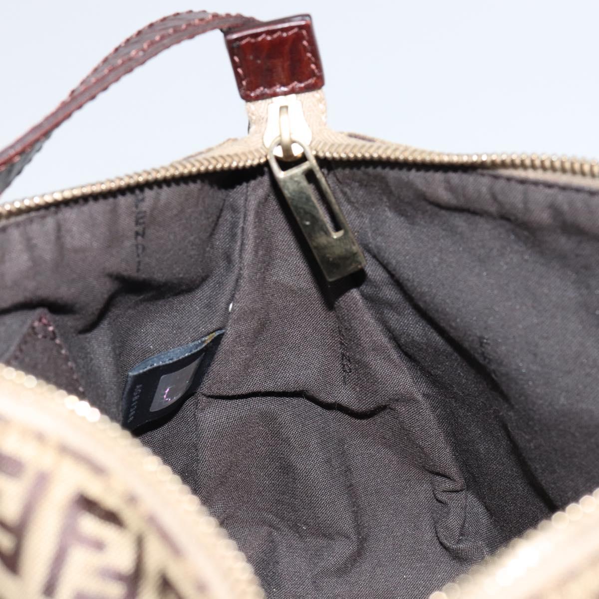 FENDI Zucchino Canvas Mamma Baguette Shoulder Bag Beige Brown gold Auth ep11910