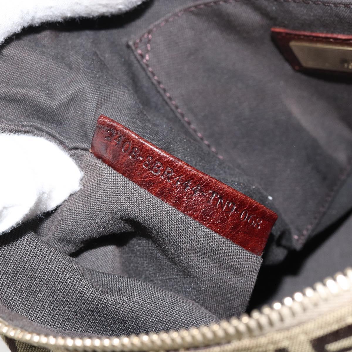 FENDI Zucchino Canvas Mamma Baguette Shoulder Bag Beige Brown gold Auth ep11910