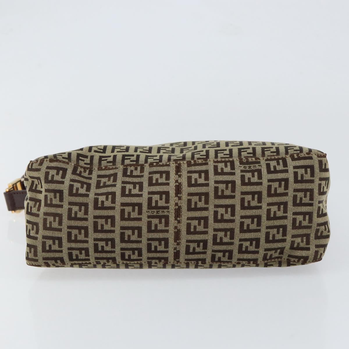 FENDI Zucchino Canvas Mamma Baguette Shoulder Bag Beige Brown gold Auth ep11910
