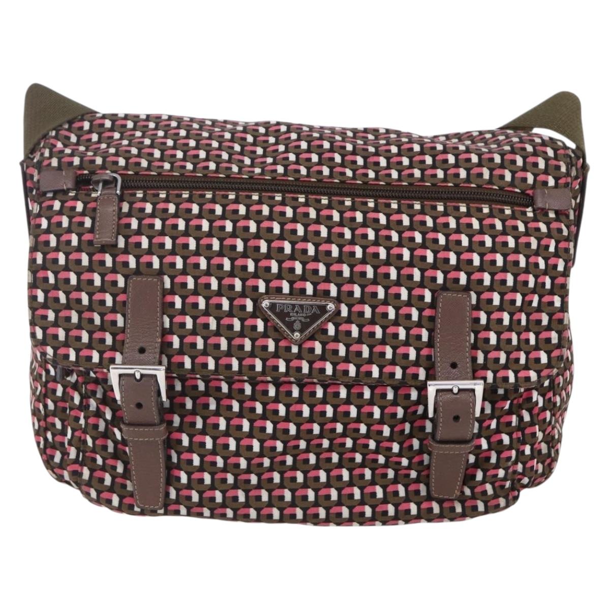 PRADA Shoulder Bag Nylon Pink Silver Auth ep11911