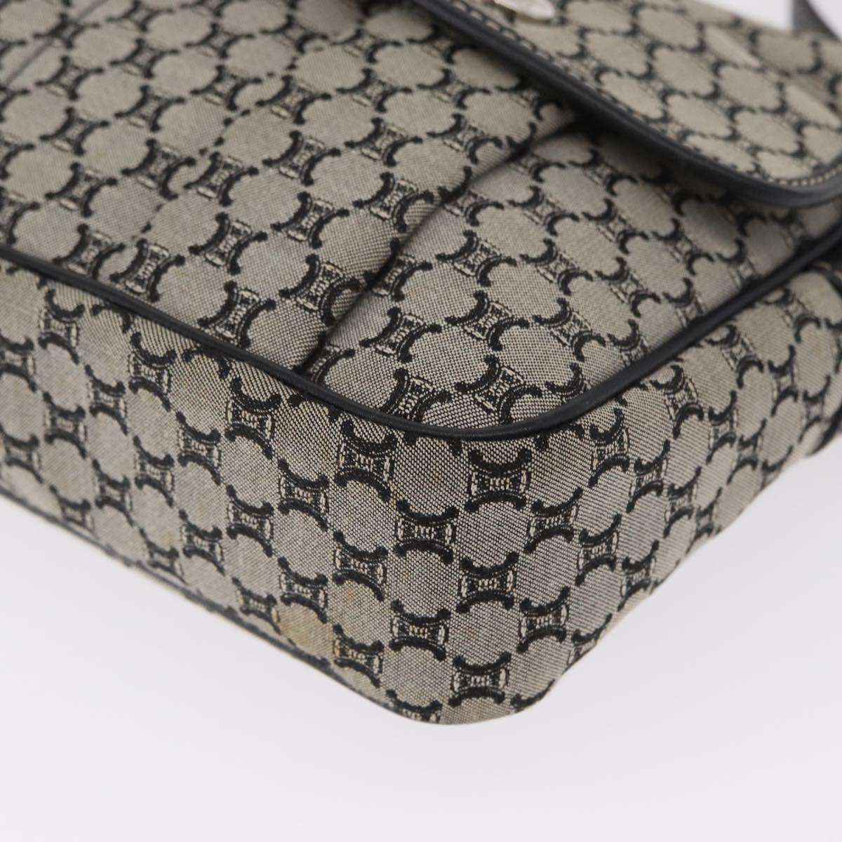 CELINE Macadam Canvas Shoulder Bag Gray Silver Auth ep11913