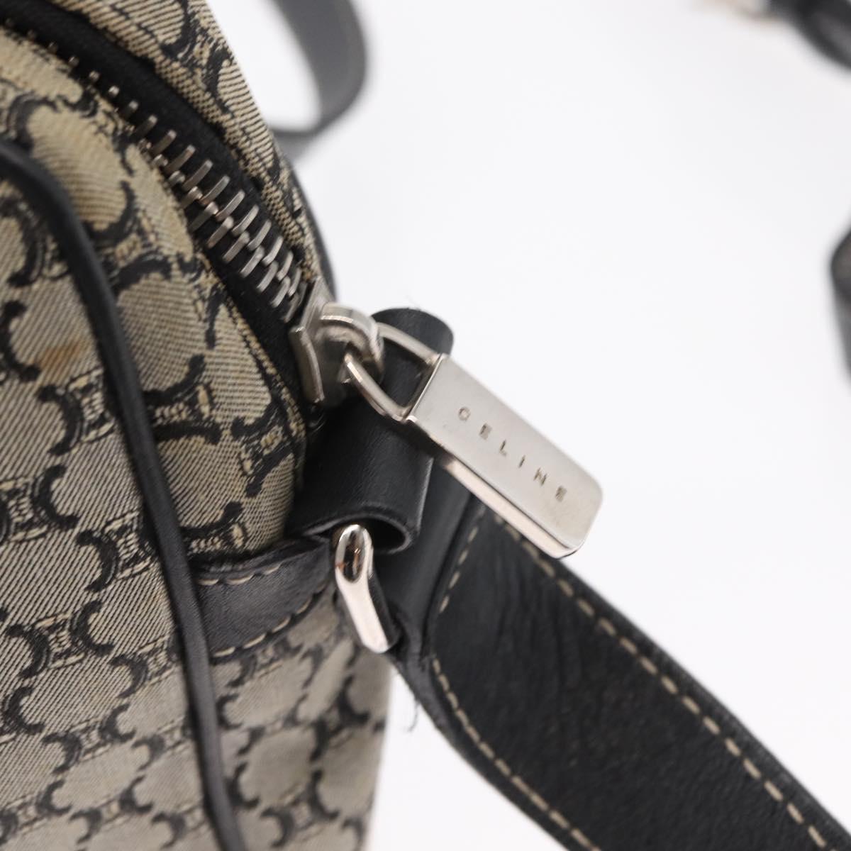 CELINE Macadam Canvas Shoulder Bag Gray Silver Auth ep11913