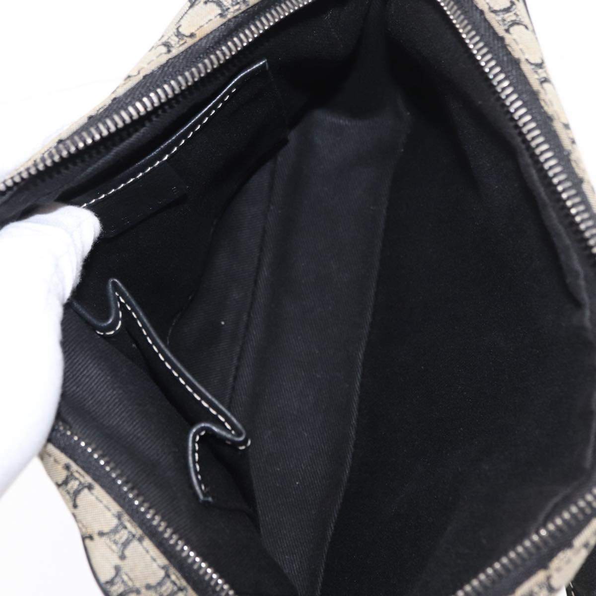 CELINE Macadam Canvas Shoulder Bag Gray Silver Auth ep11913