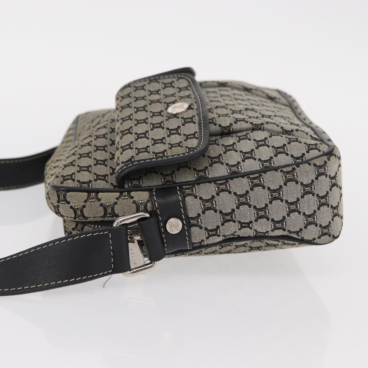 CELINE Macadam Canvas Shoulder Bag Gray Silver Auth ep11913