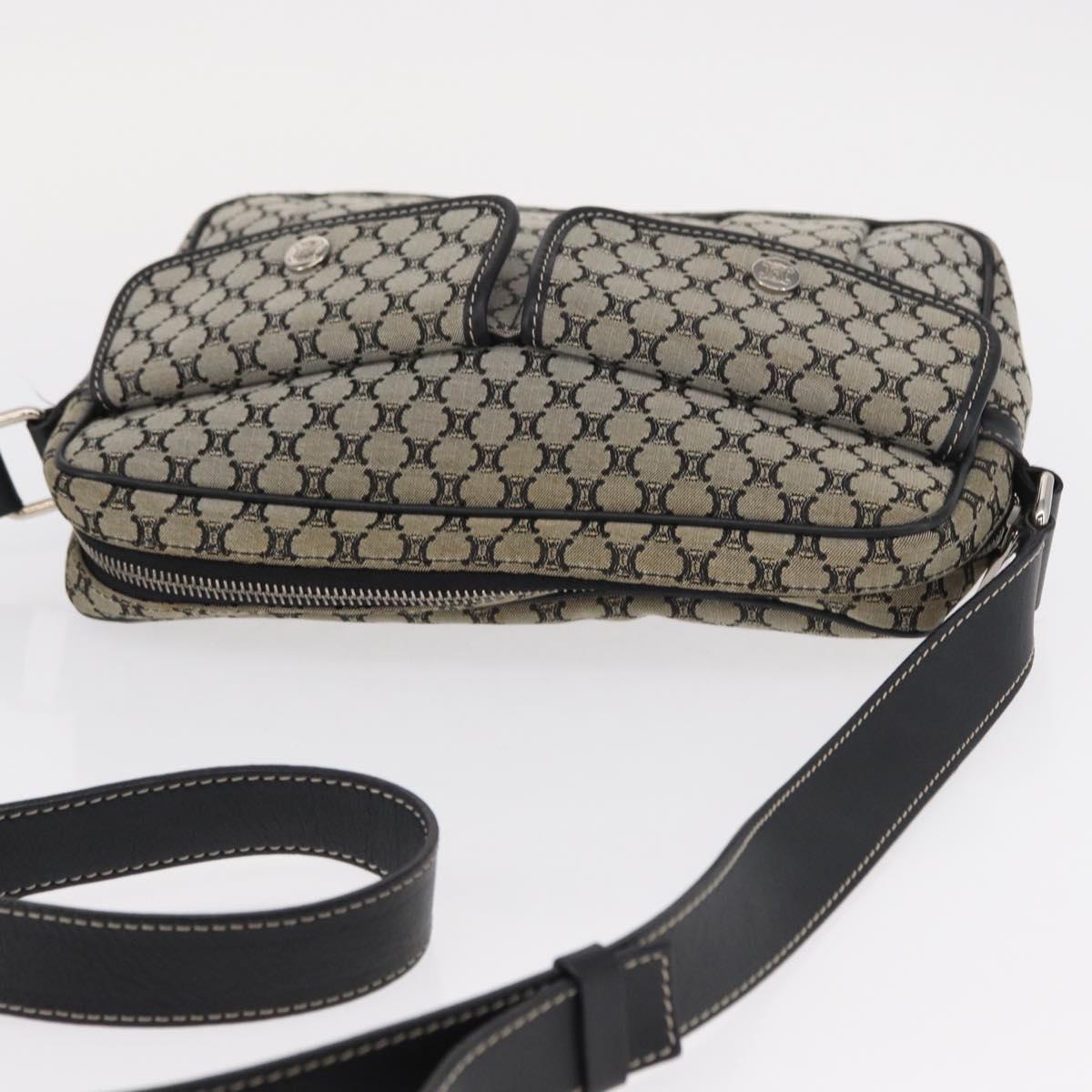 CELINE Macadam Canvas Shoulder Bag Gray Silver Auth ep11913