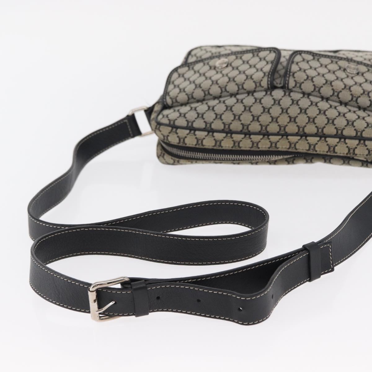 CELINE Macadam Canvas Shoulder Bag Gray Silver Auth ep11913