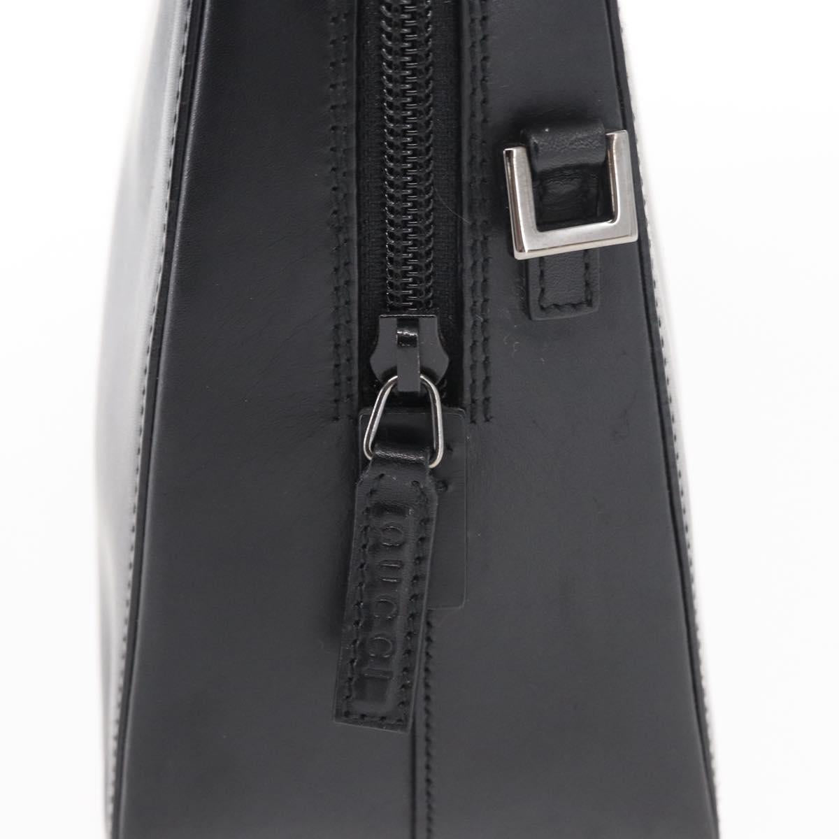 GUCCI Bamboo Hand Bag Leather Black Silver 000 0828 Auth ep11915