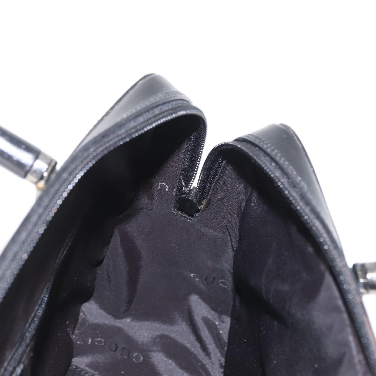 GUCCI Bamboo Hand Bag Leather Black Silver 000 0828 Auth ep11915