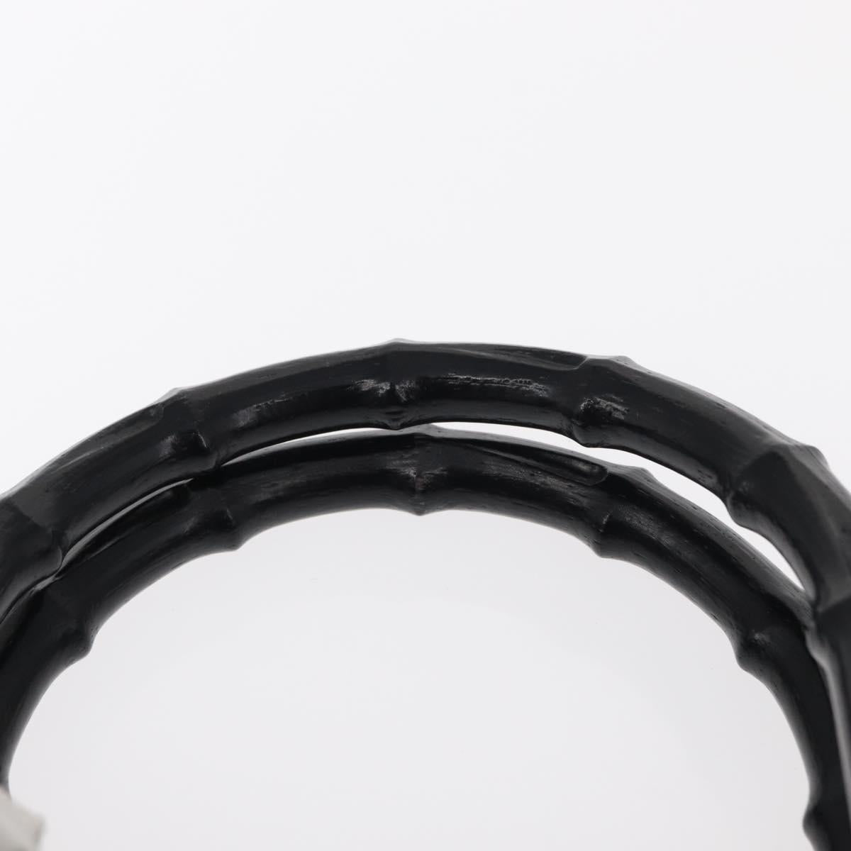 GUCCI Bamboo Hand Bag Leather Black Silver 000 0828 Auth ep11915