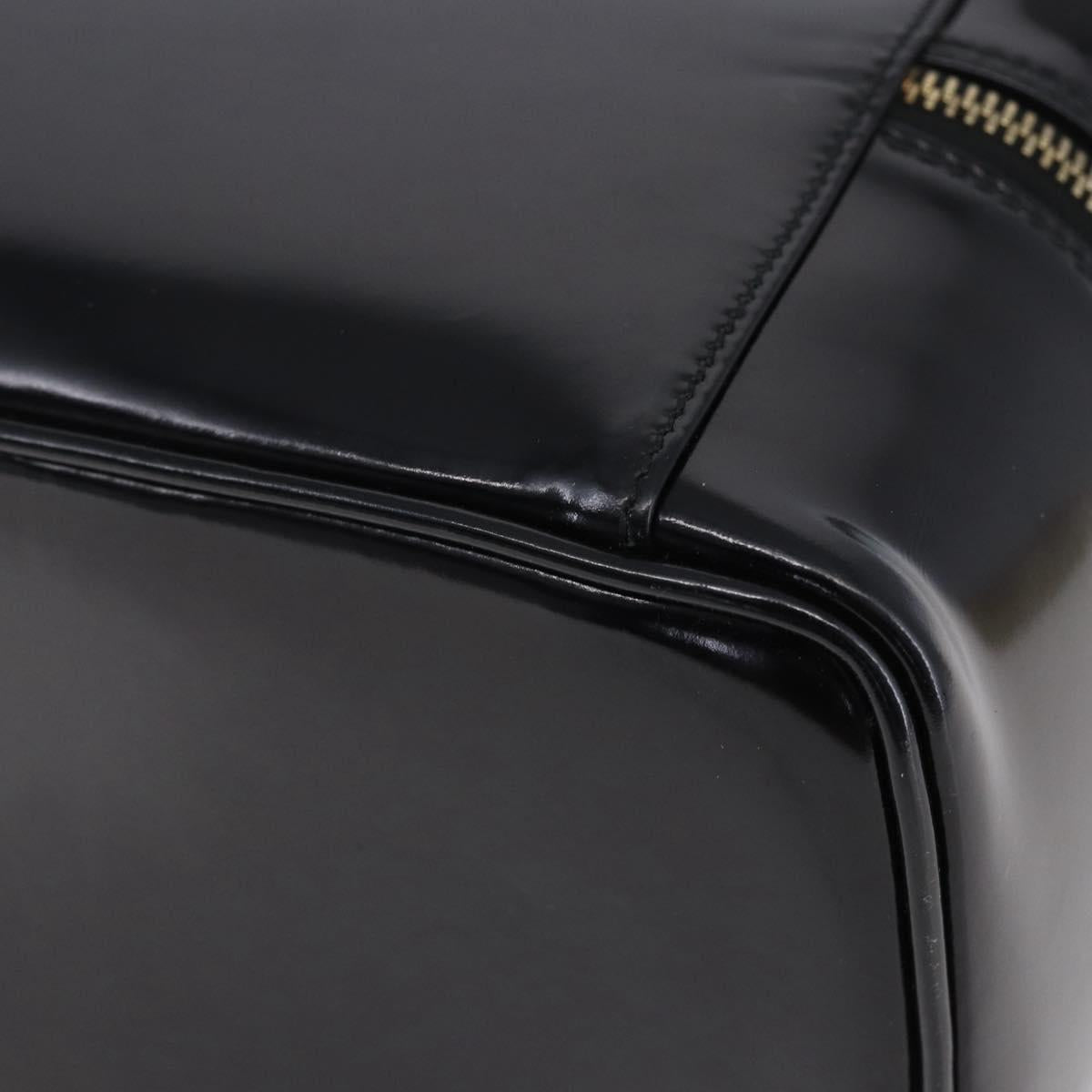 GUCCI Pouch Enamel Black Gold 032 1705 0150 Auth ep11916