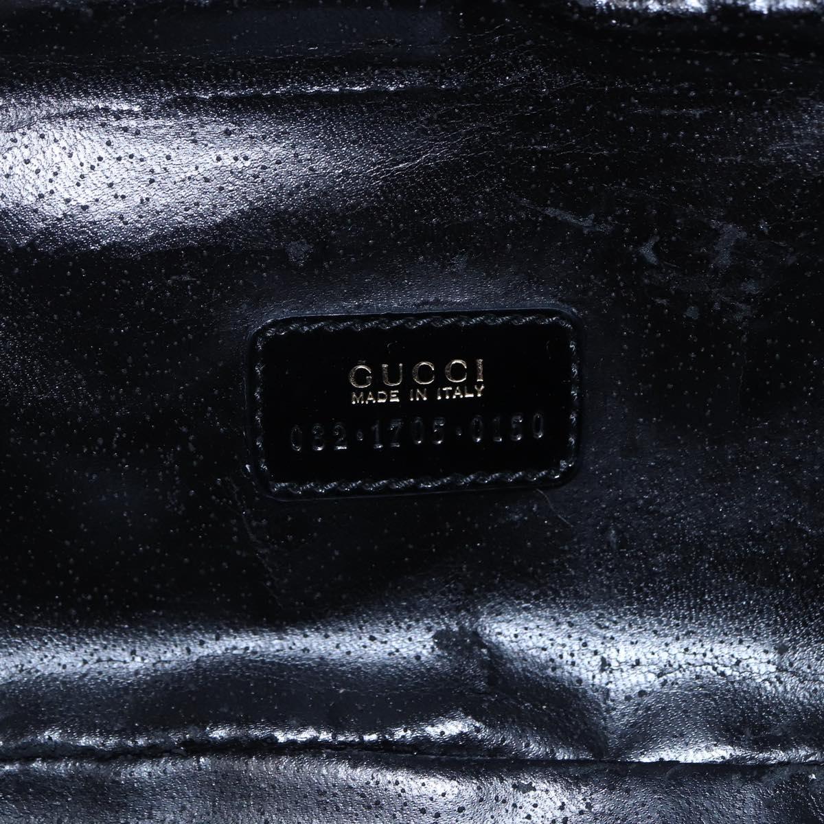 GUCCI Pouch Enamel Black Gold 032 1705 0150 Auth ep11916