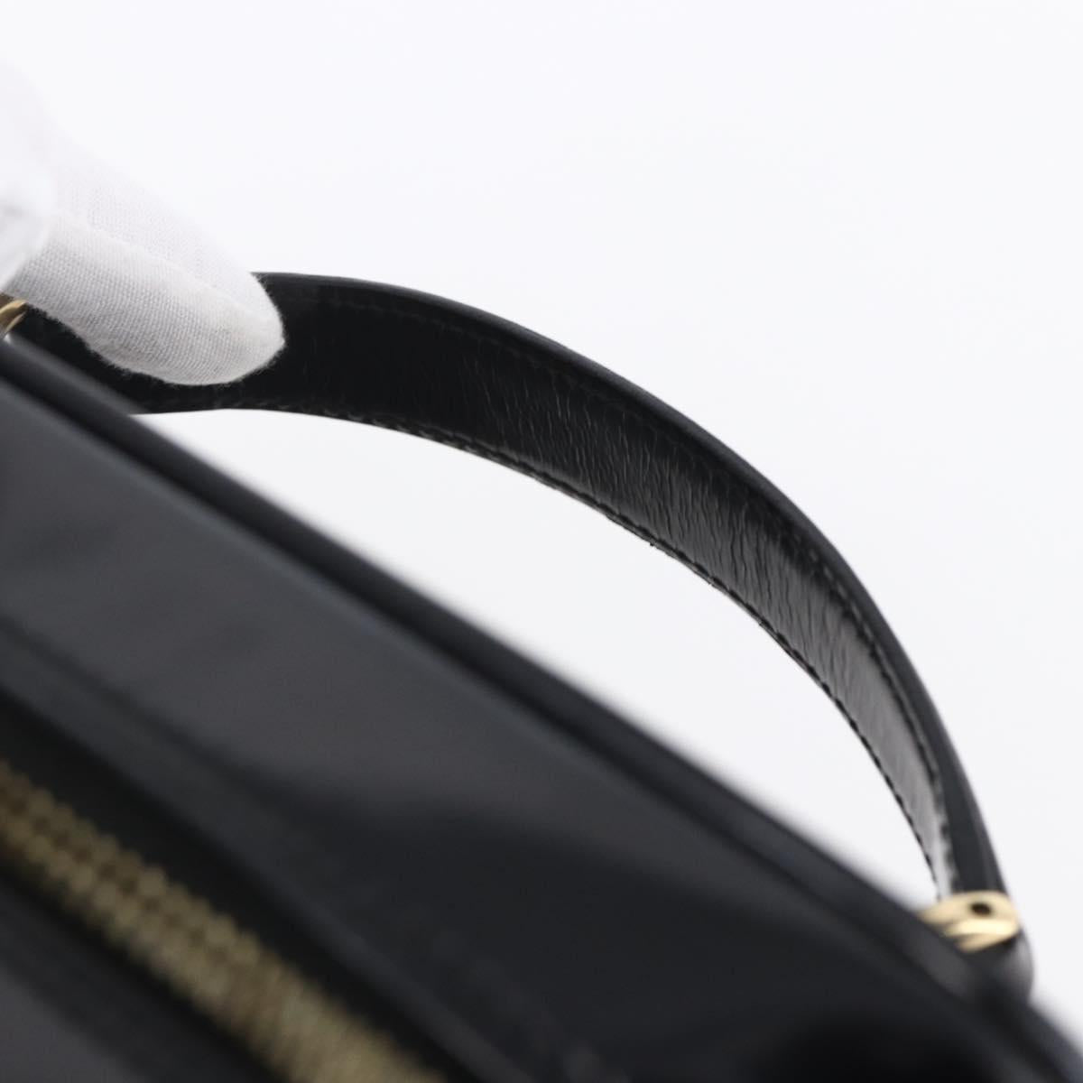 GUCCI Pouch Enamel Black Gold 032 1705 0150 Auth ep11916