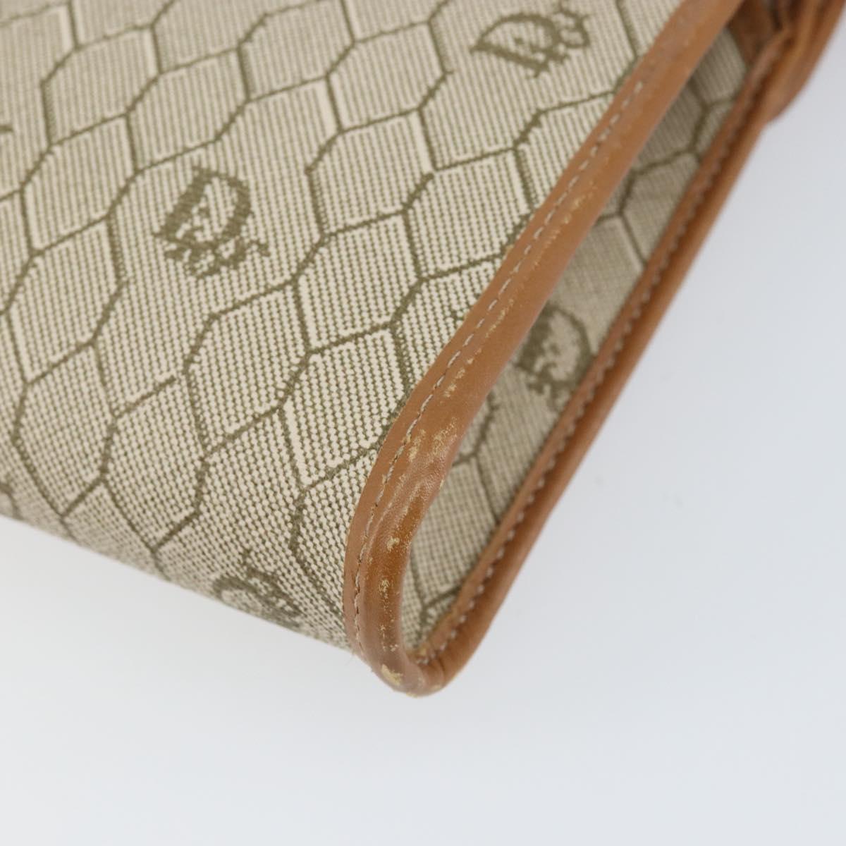 Christian Dior Honeycomb Canvas Chain Shoulder Bag PVC Beige Gold Auth ep11918