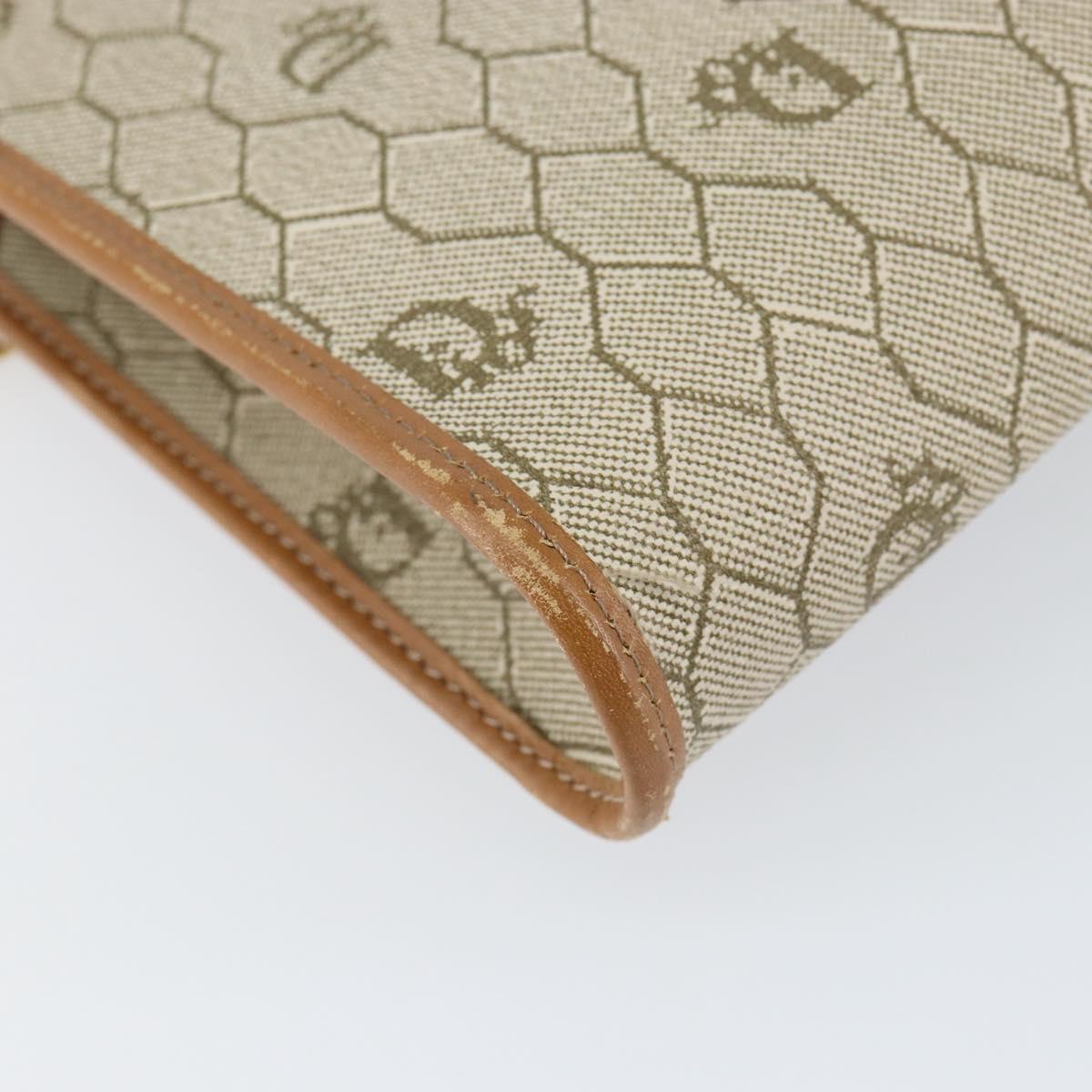 Christian Dior Honeycomb Canvas Chain Shoulder Bag PVC Beige Gold Auth ep11918