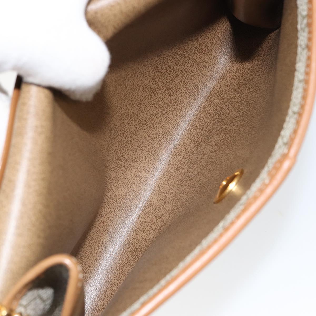 Christian Dior Honeycomb Canvas Chain Shoulder Bag PVC Beige Gold Auth ep11918