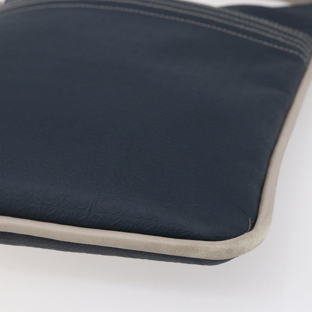 LOEWE anagram Shoulder Bag PVC Navy Silver Auth ep11921