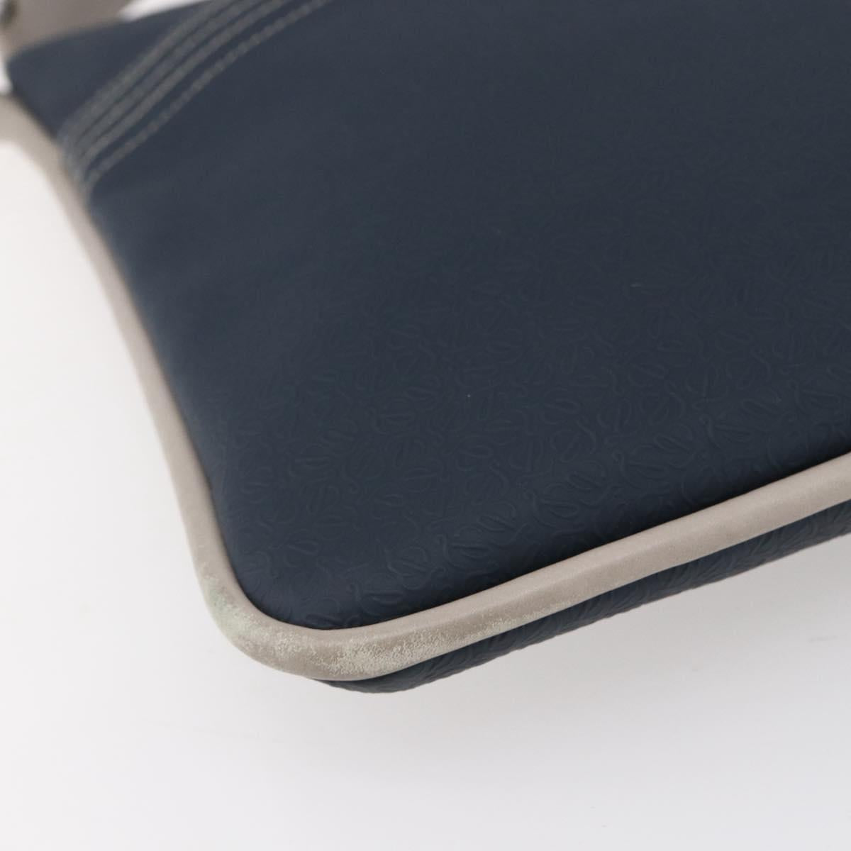 LOEWE anagram Shoulder Bag PVC Navy Silver Auth ep11921