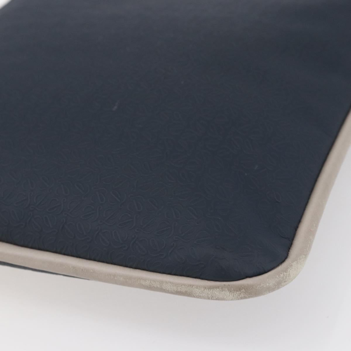 LOEWE anagram Shoulder Bag PVC Navy Silver Auth ep11921