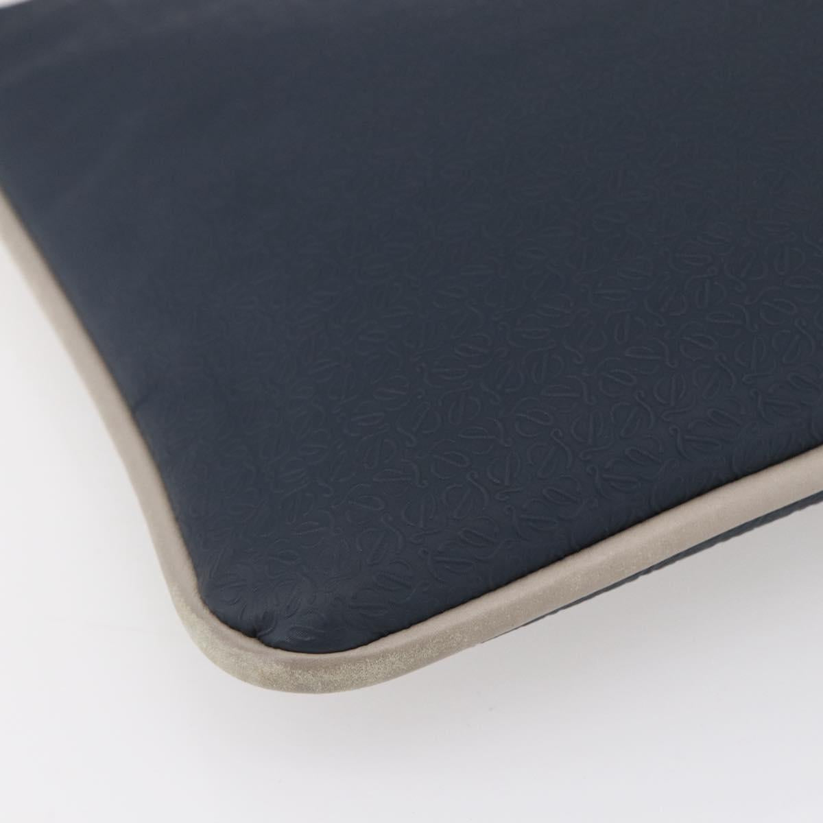 LOEWE anagram Shoulder Bag PVC Navy Silver Auth ep11921