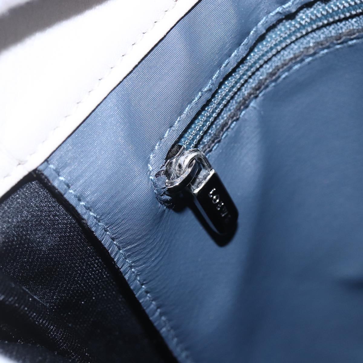 LOEWE anagram Shoulder Bag PVC Navy Silver Auth ep11921