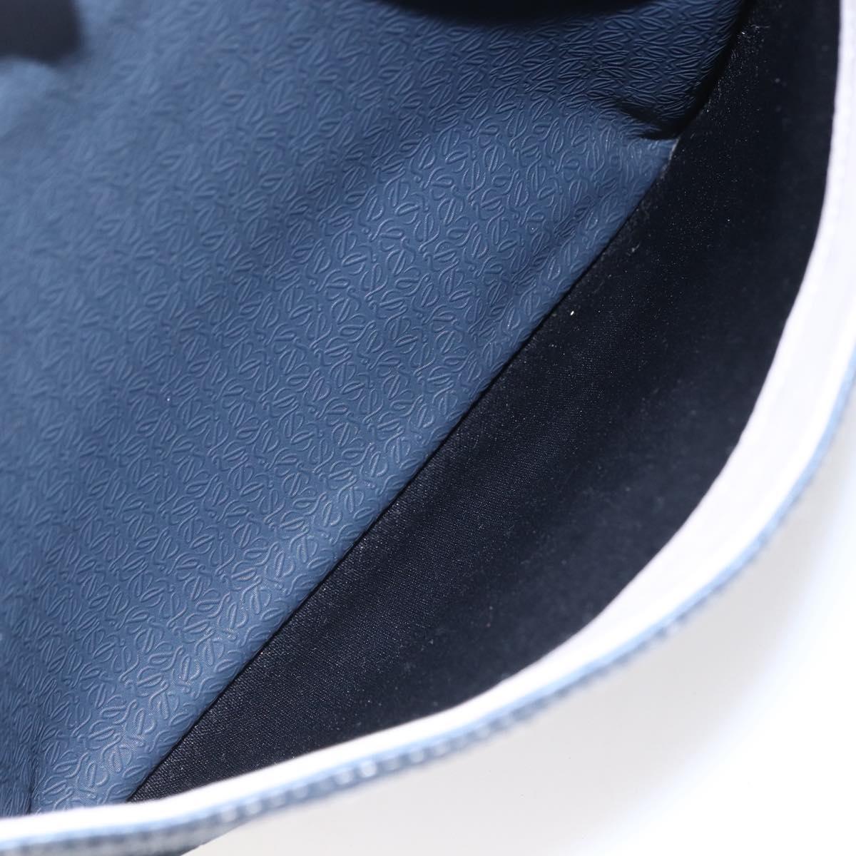 LOEWE anagram Shoulder Bag PVC Navy Silver Auth ep11921