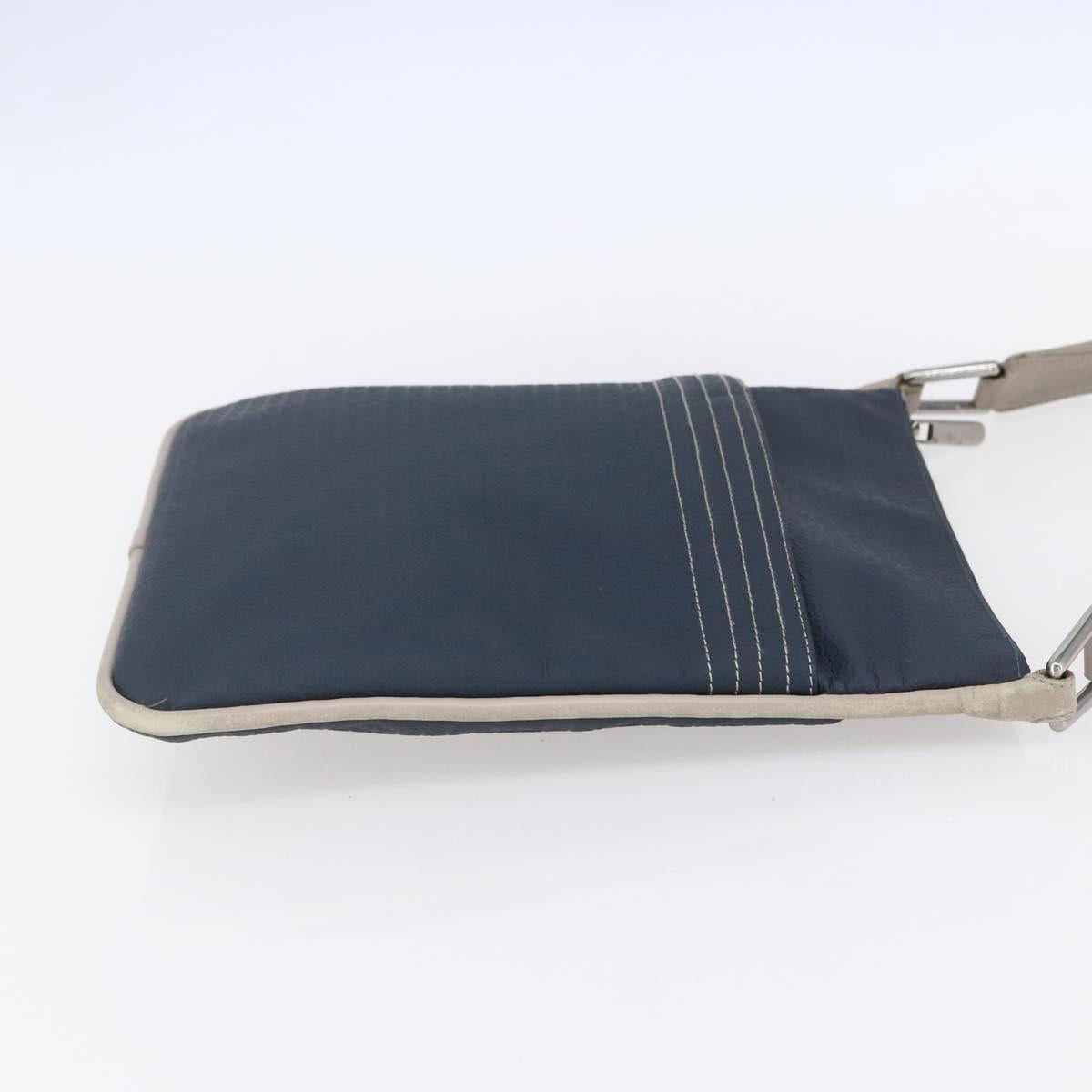 LOEWE anagram Shoulder Bag PVC Navy Silver Auth ep11921