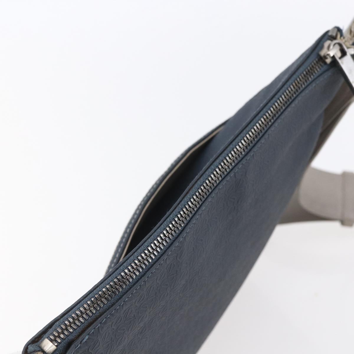 LOEWE anagram Shoulder Bag PVC Navy Silver Auth ep11921