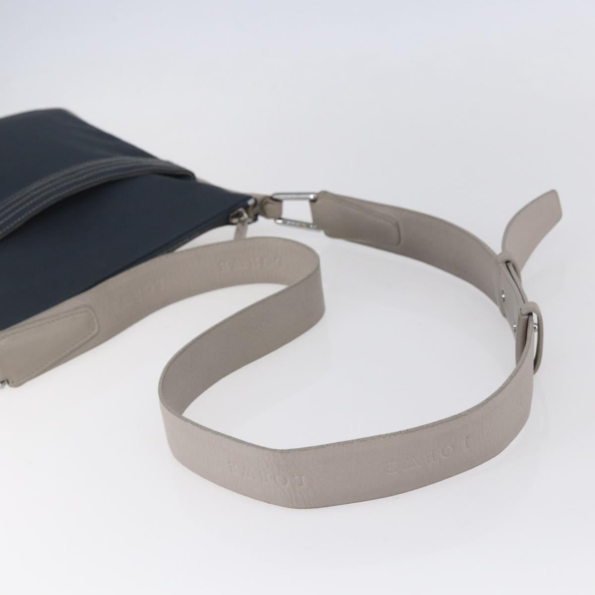 LOEWE anagram Shoulder Bag PVC Navy Silver Auth ep11921