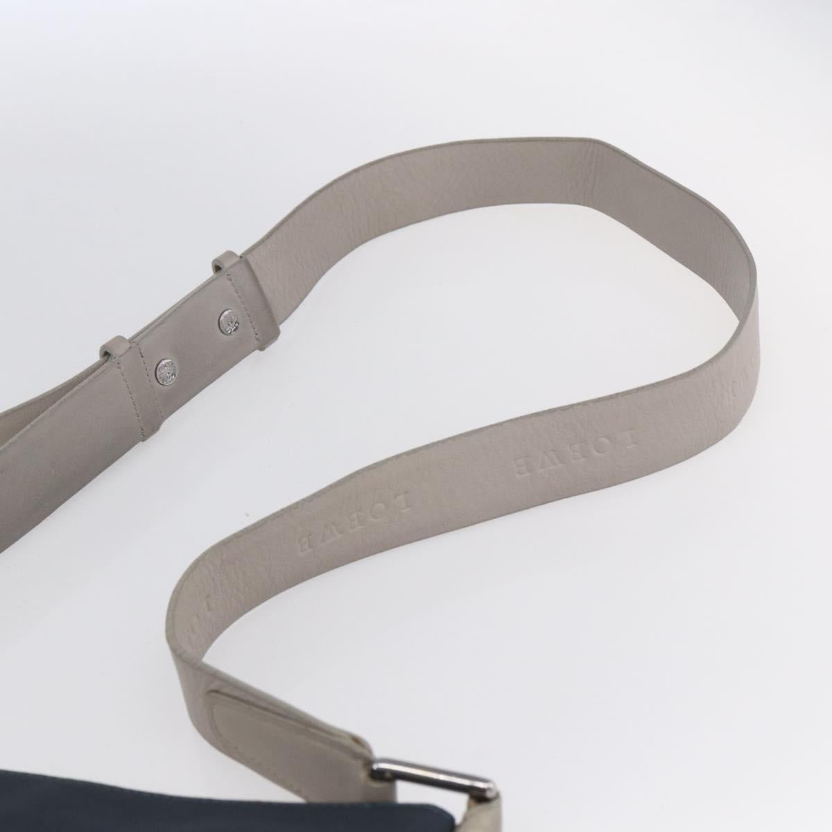 LOEWE anagram Shoulder Bag PVC Navy Silver Auth ep11921