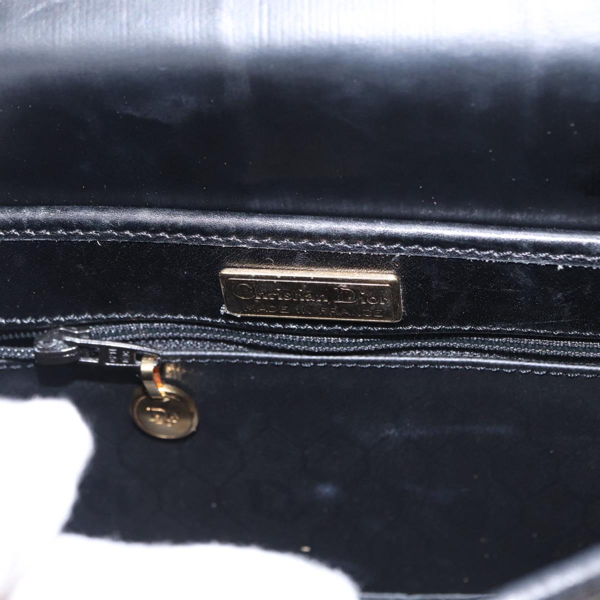 Christian Dior Honeycomb Canvas Shoulder Bag PVC Black gold Auth ep11923